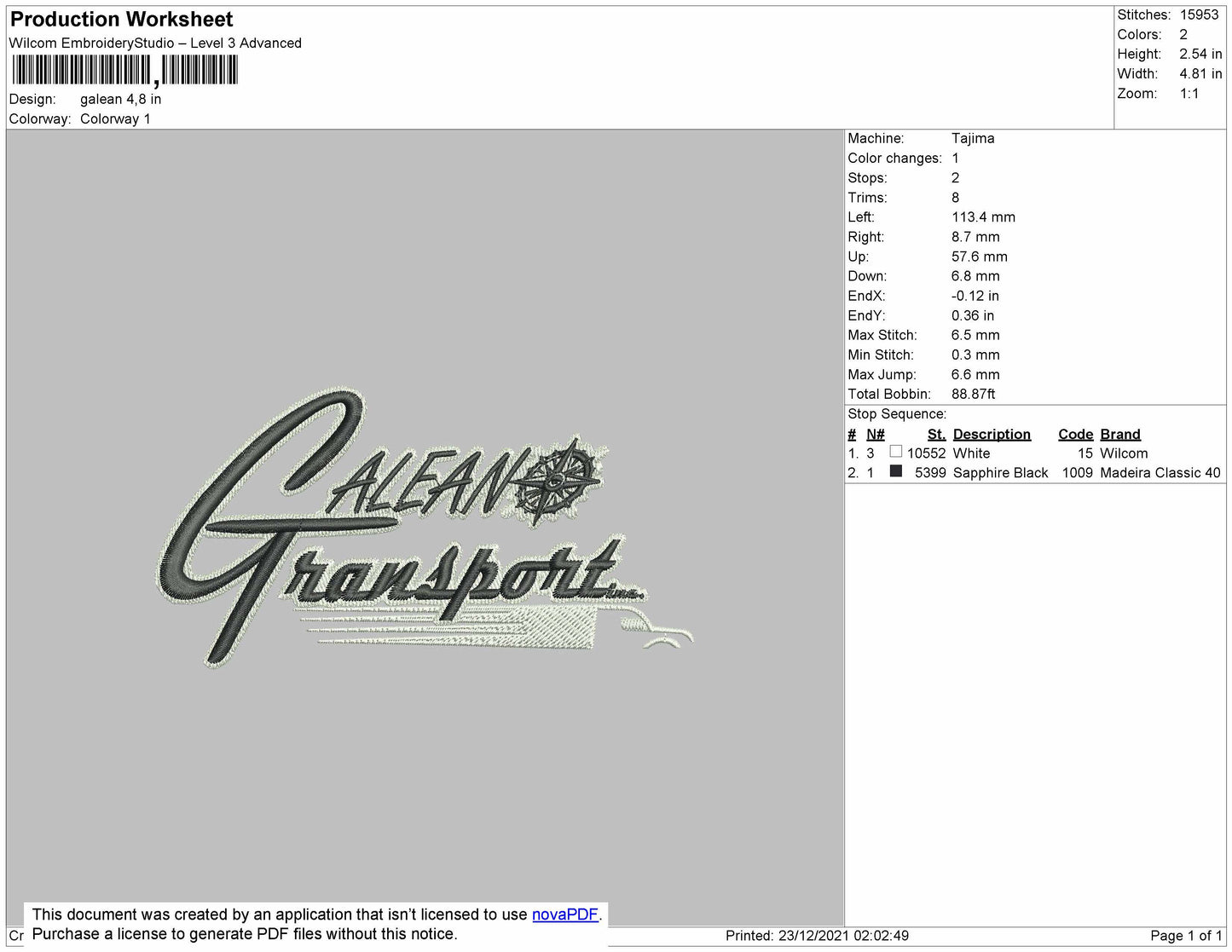 Galean Embroidery File 4 size