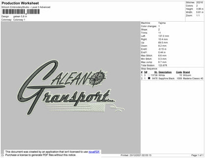 Galean Embroidery File 4 size