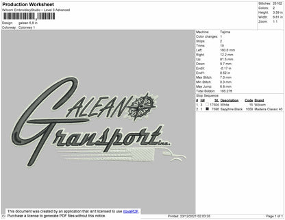 Galean Embroidery File 4 size
