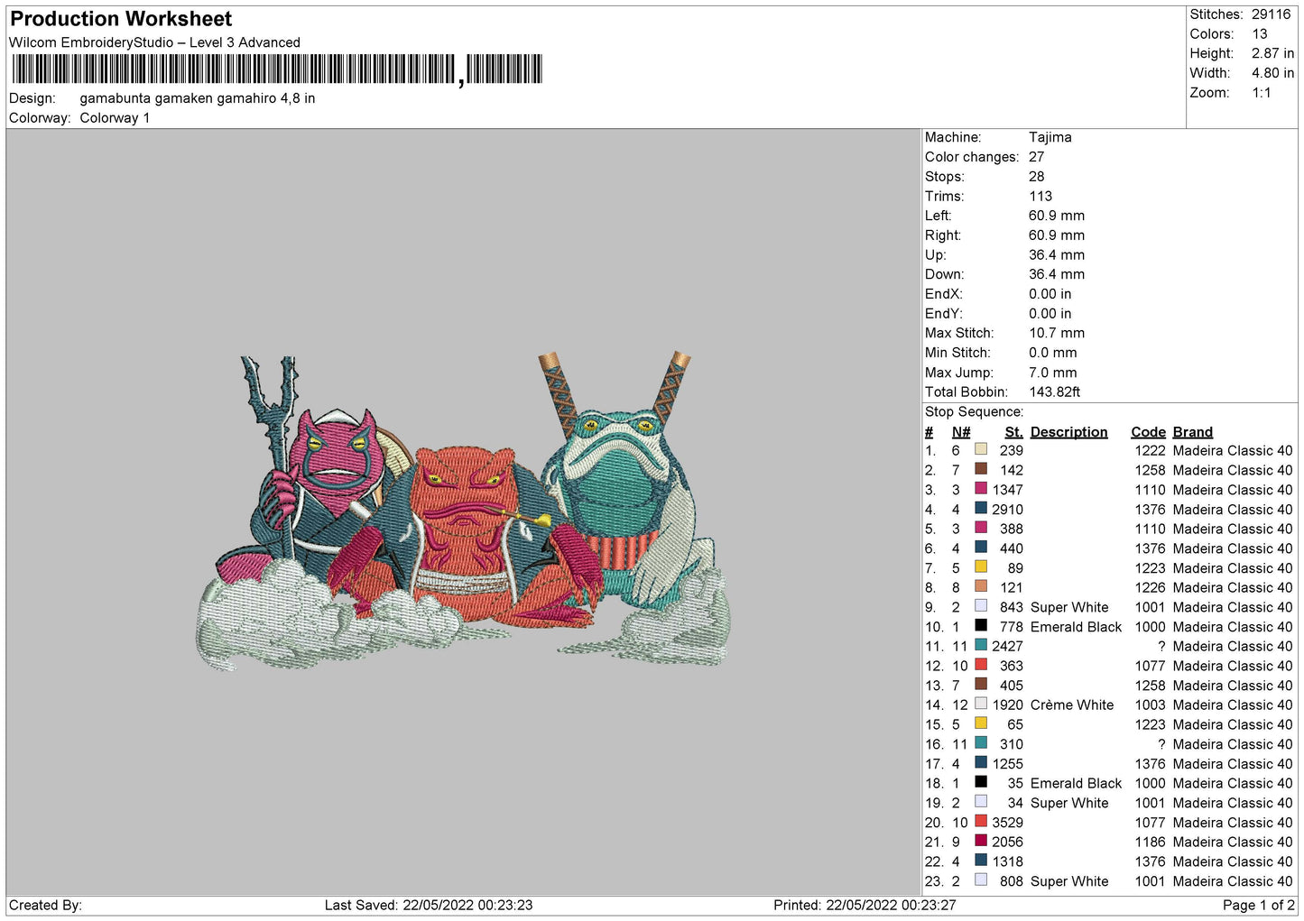 Gamabunta Gamaken Gamahiro Embroidery File 4 size