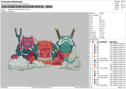 Gamabunta Gamaken Gamahiro Embroidery File 4 size