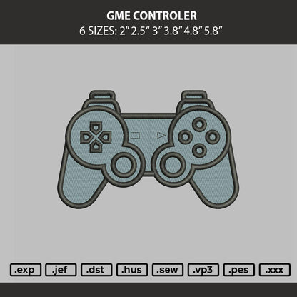 Game Controler Embroidery Machine Design File 6 sizes