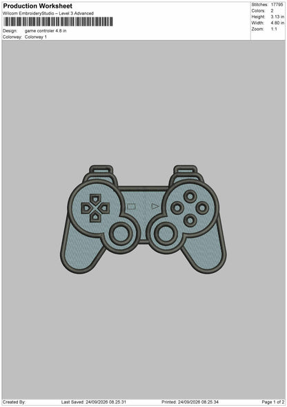 Game Controler Embroidery Machine Design File 6 sizes