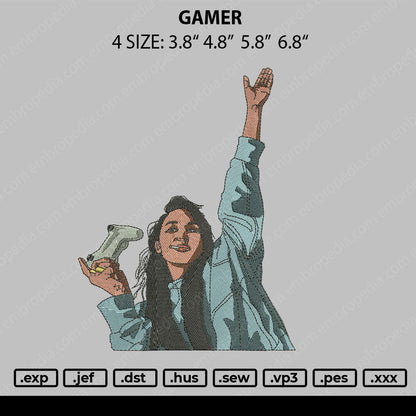 Gamer Embroidery File 4 size