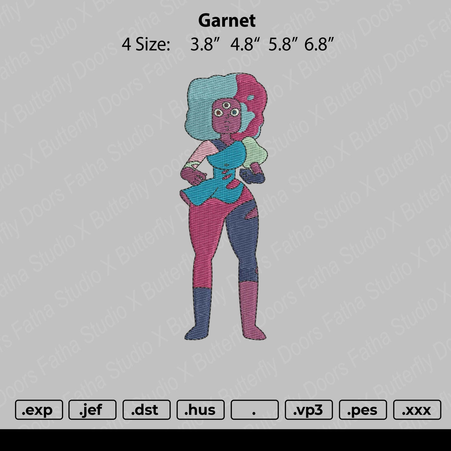 Garnet Embroidery File 4 size