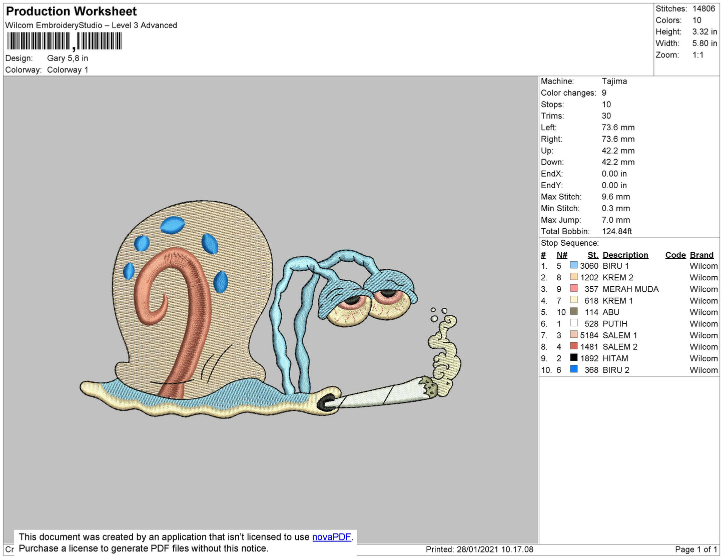 Gary Smook Embroidery File 4 size