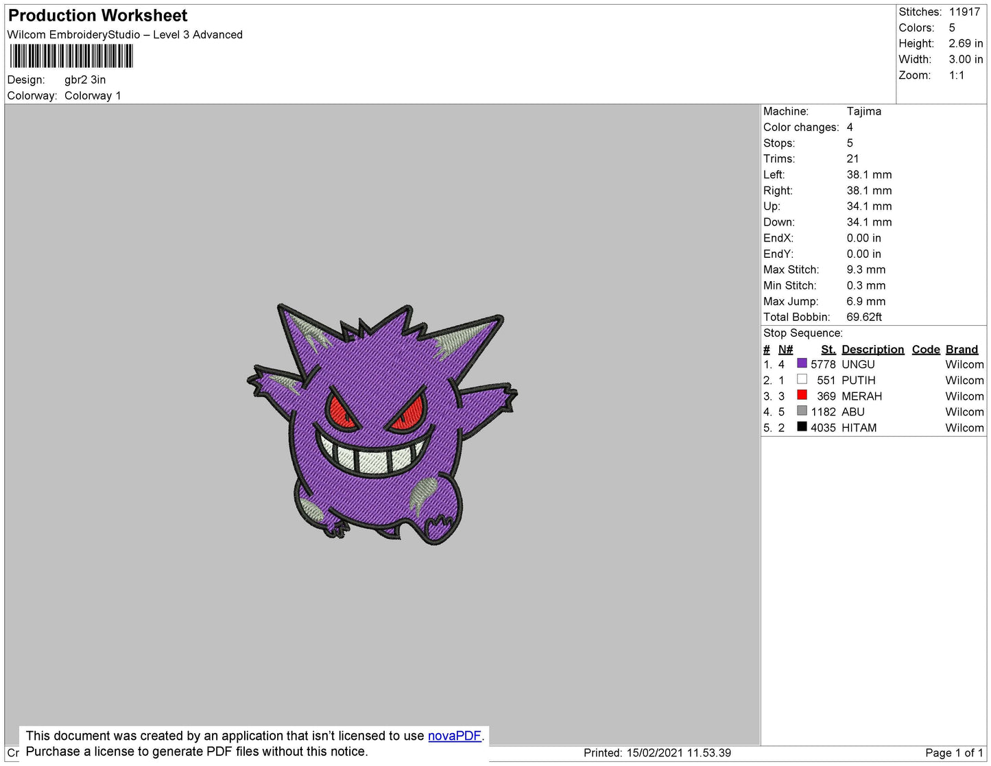 Ganger Embroidery File 4 size