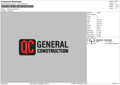 General C Embroidery File 6 sizes