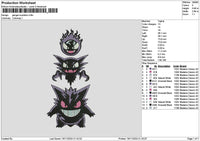 Gengar Evo 03 Embroidery File 6 sizes