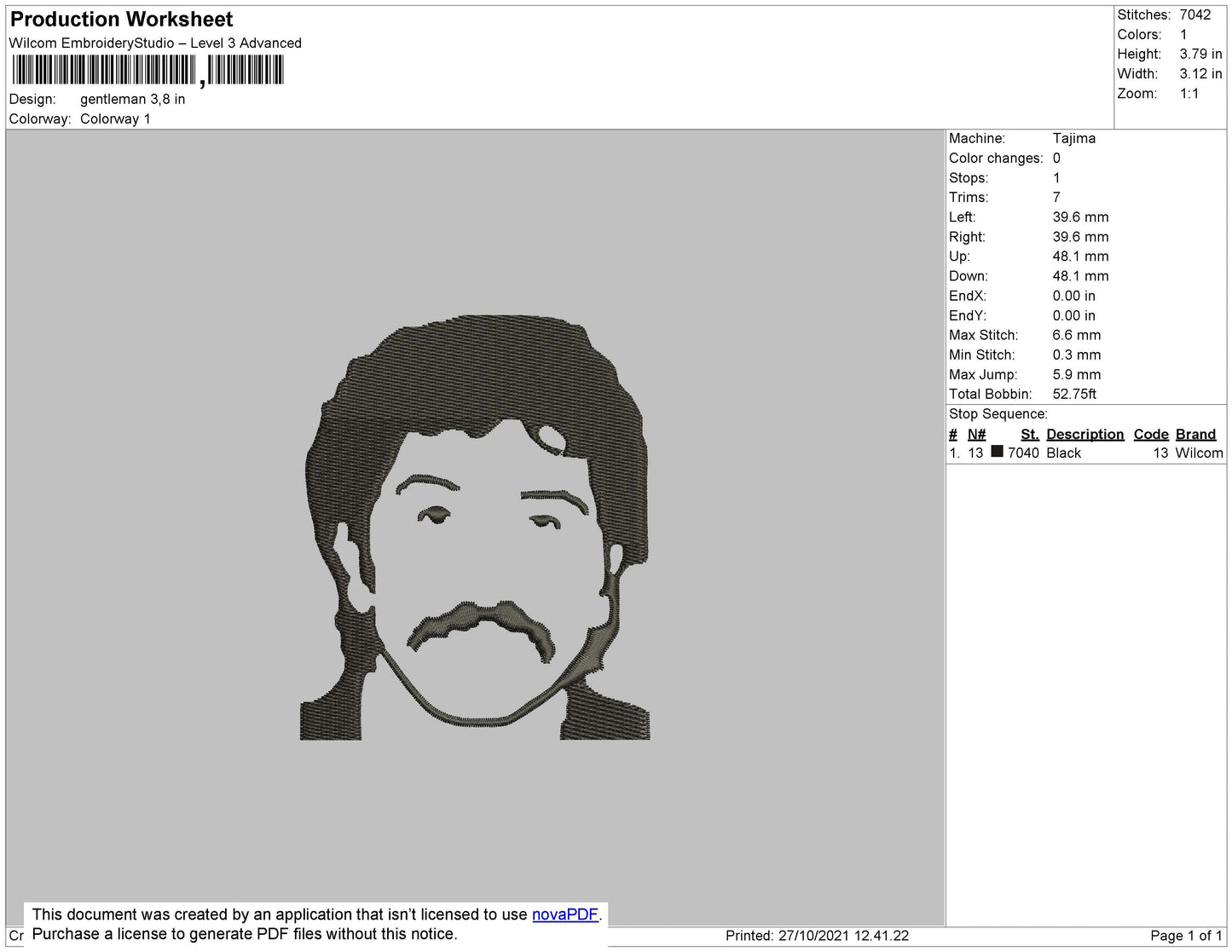Gentleman Embroidery File 4 size