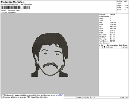 Gentleman Embroidery File 4 size