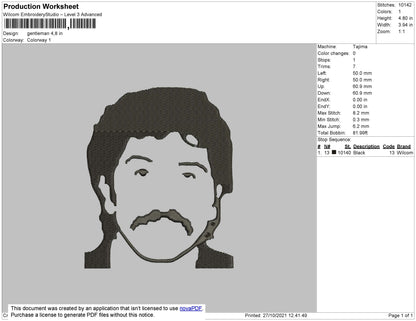 Gentleman Embroidery File 4 size