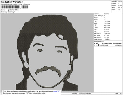 Gentleman Embroidery File 4 size