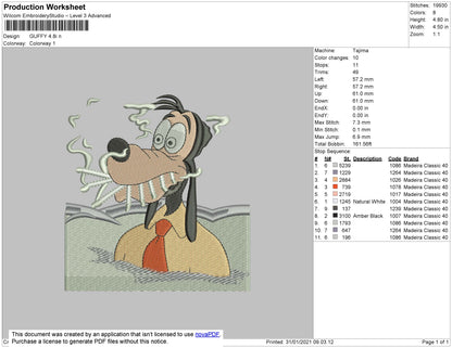 Guffy Embroidery File 5 size