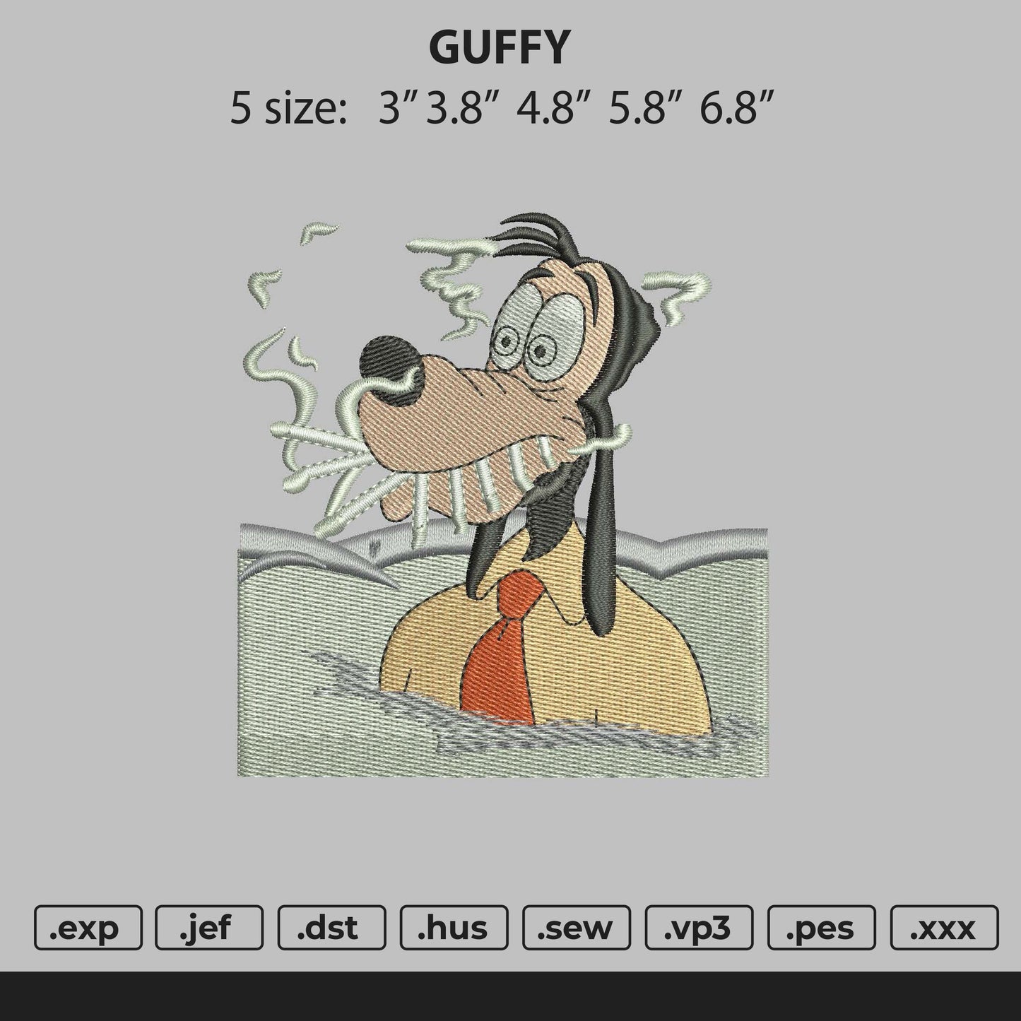Guffy Embroidery File 5 size
