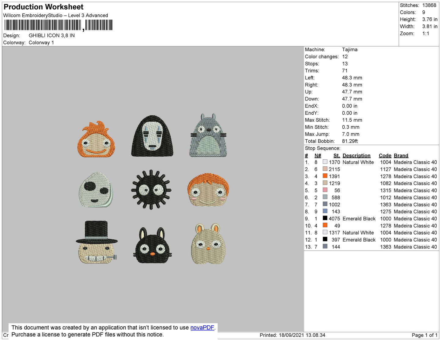 Ghibli Icon Embroidery File 4 size
