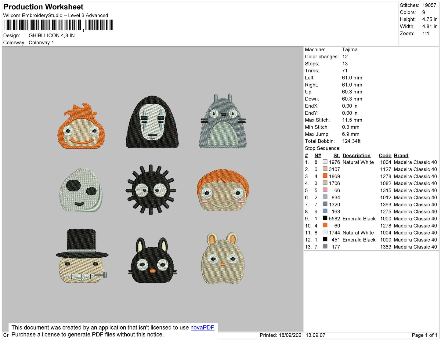Ghibli Icon Embroidery File 4 size