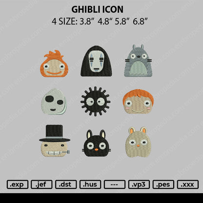 Ghibli Icon Embroidery File 4 size