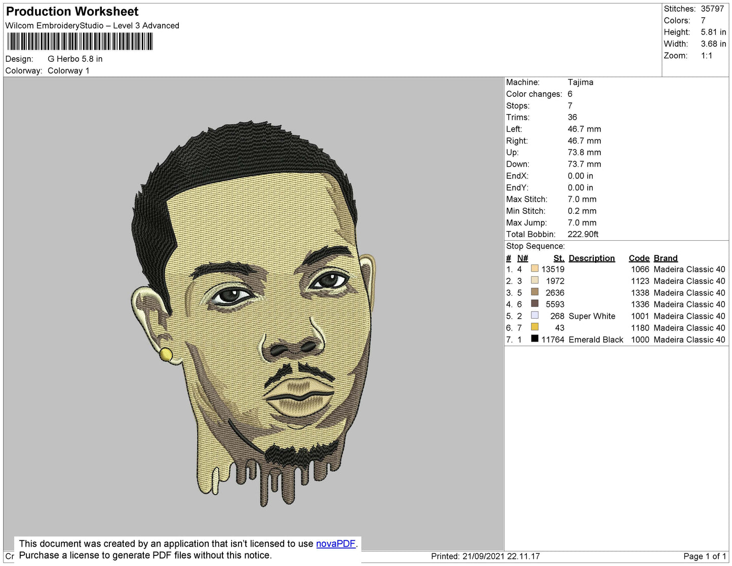 G Herbo Embroidery File 4 size