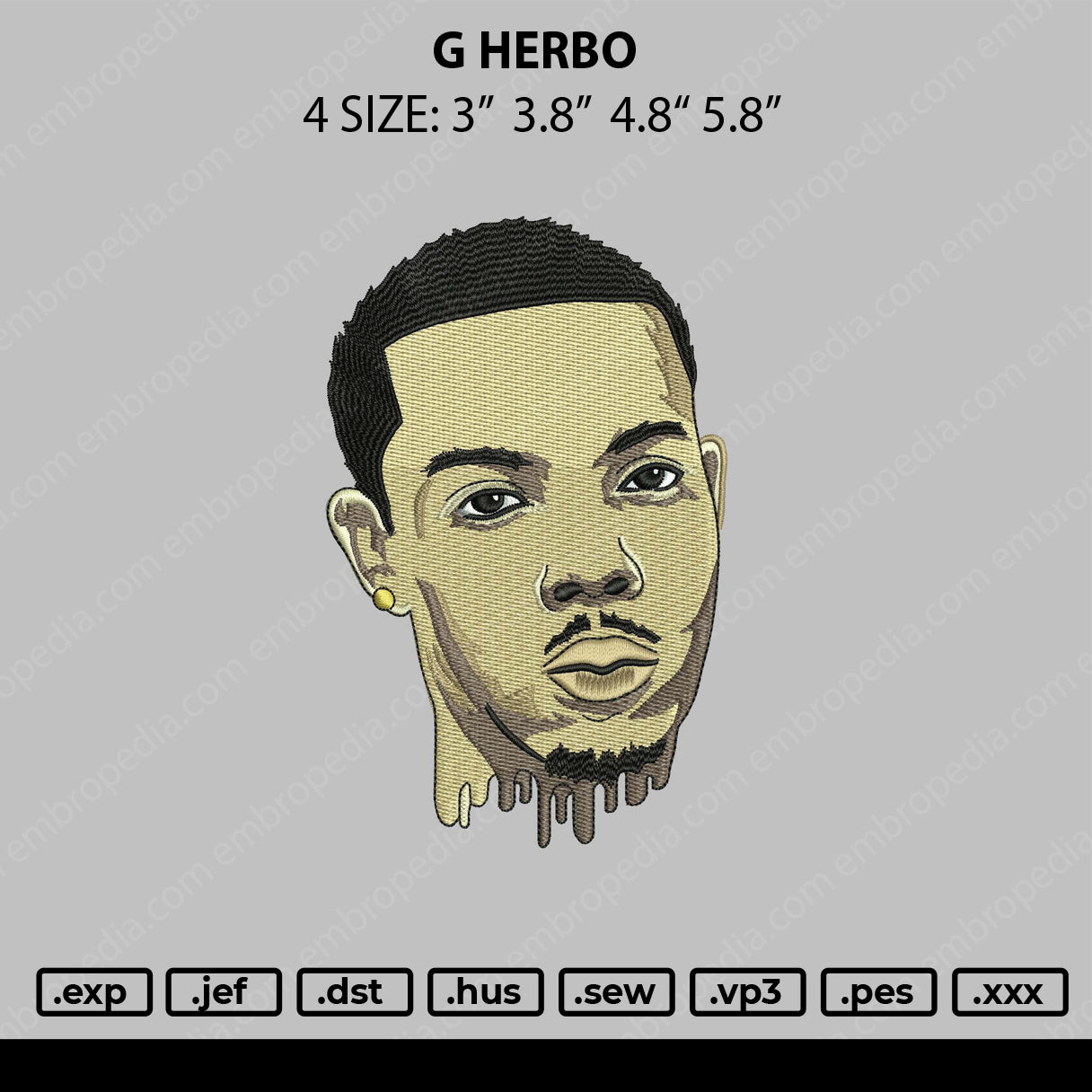 G Herbo Embroidery File 4 size