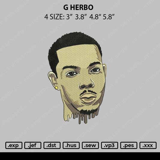 G Herbo Embroidery File 4 size
