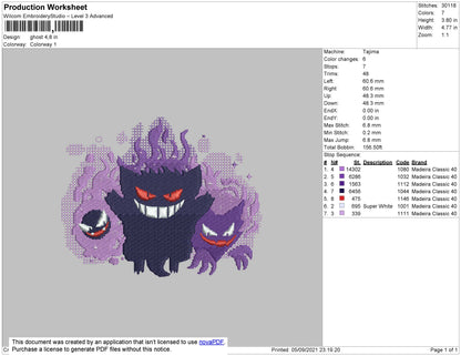 Ghost 002 Embroidery File 4 size