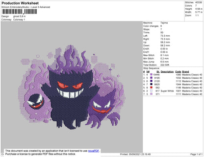 Ghost 002 Embroidery File 4 size