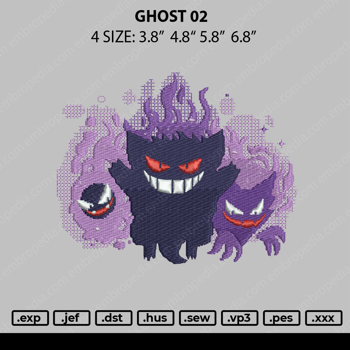 Ghost 002 Embroidery File 4 size