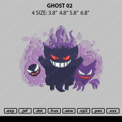 Ghost 002 Embroidery File 4 size