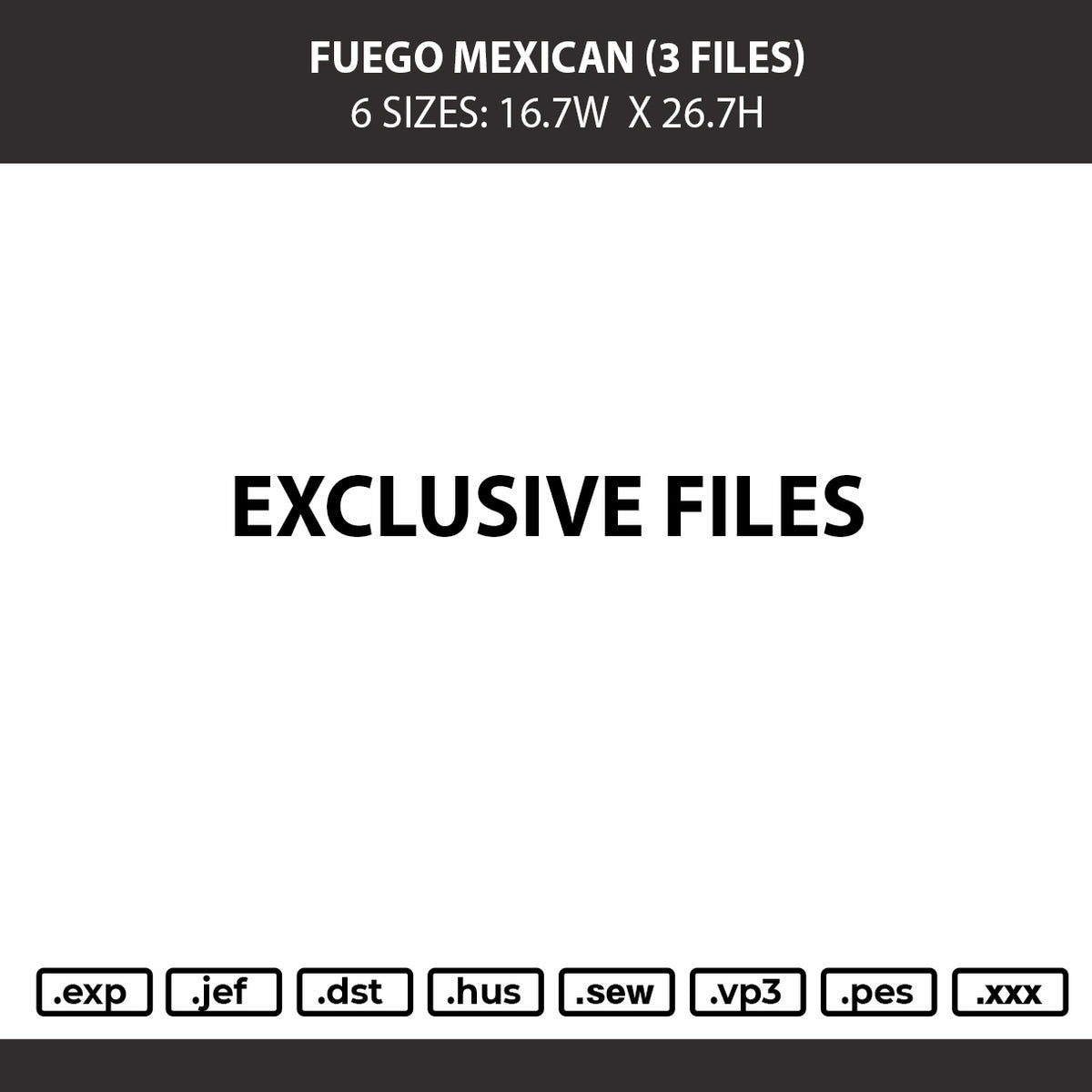 Fuego Mexican Embroidery Machine Design 3 Files