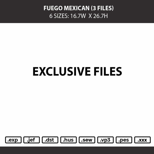 Fuego Mexican Embroidery Machine Design 3 Files