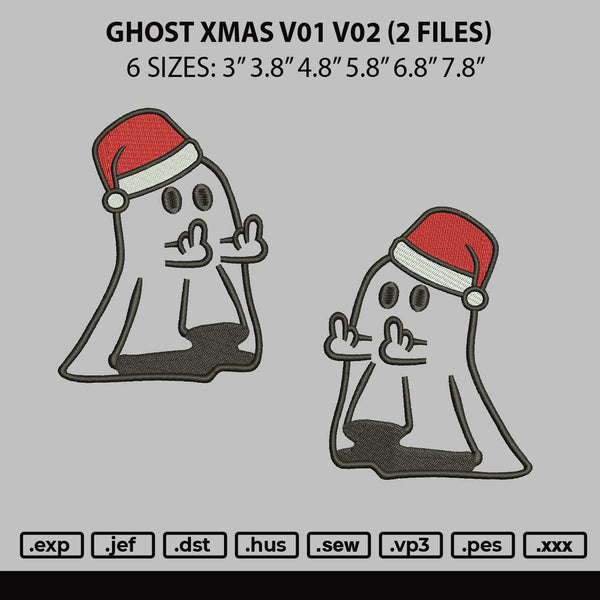 Ghost Xmas Embroidery 2 Files