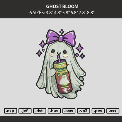 Ghost Bloom Embroidery Machine Design File 6 sizes