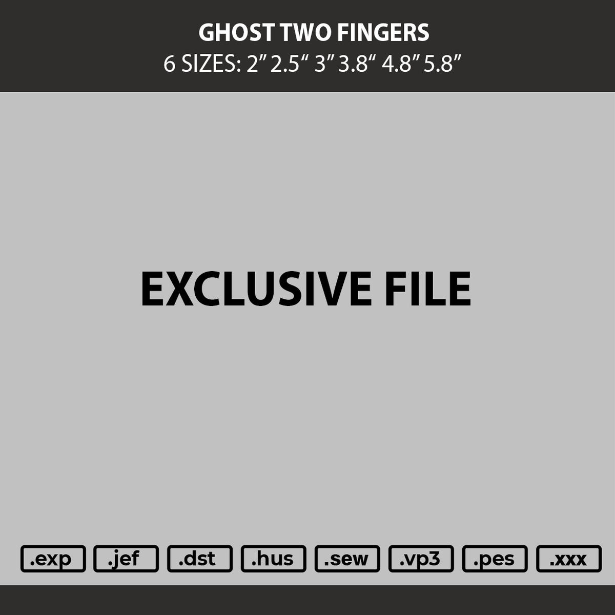 Ghost Two Fingers Embroidery Machine Design File 6 sizes