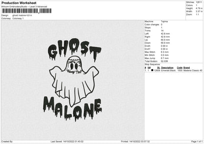 Ghost Malone 02 Embroidery File 6 sizes