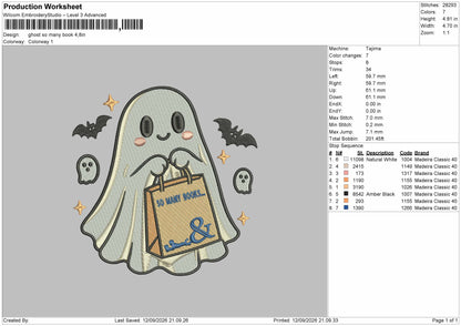 Ghost 1209 Embroidery Machine Design File 6 sizes