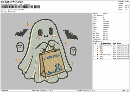 Ghost 1209 Embroidery Machine Design File 6 sizes