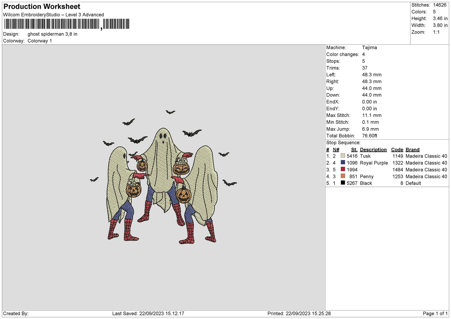Ghosts Spiders Embroidery File 6 sizes