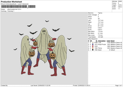 Ghosts Spiders Embroidery File 6 sizes
