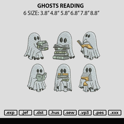 Ghosts Reading Embroidery File 6 sizes