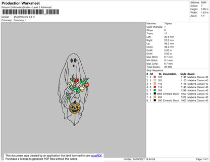 Ghost Flowers Embroidery File 4 size