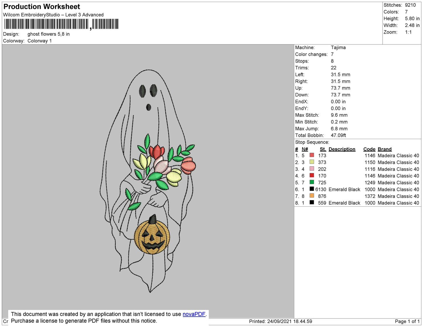 Ghost Flowers Embroidery File 4 size