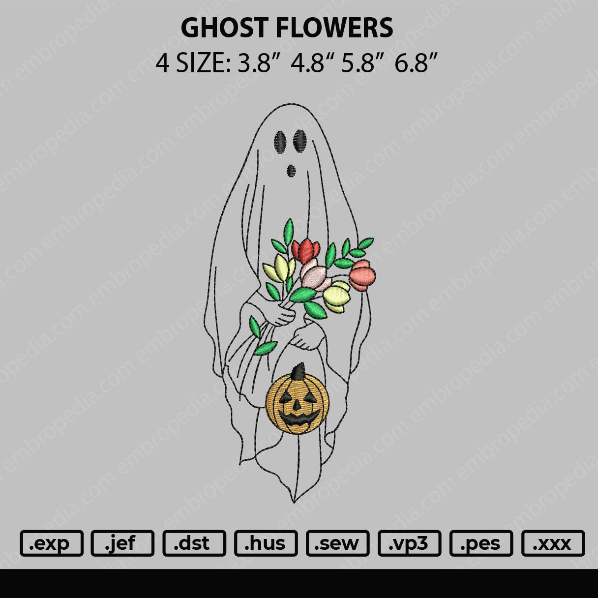 Ghost Flowers Embroidery File 4 size