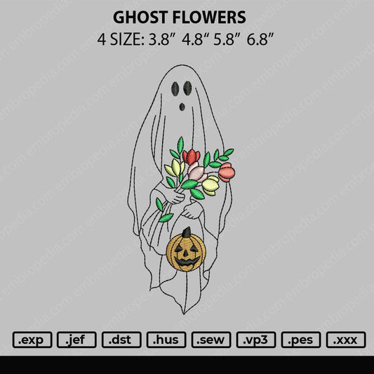 Ghost Flowers Embroidery File 4 size
