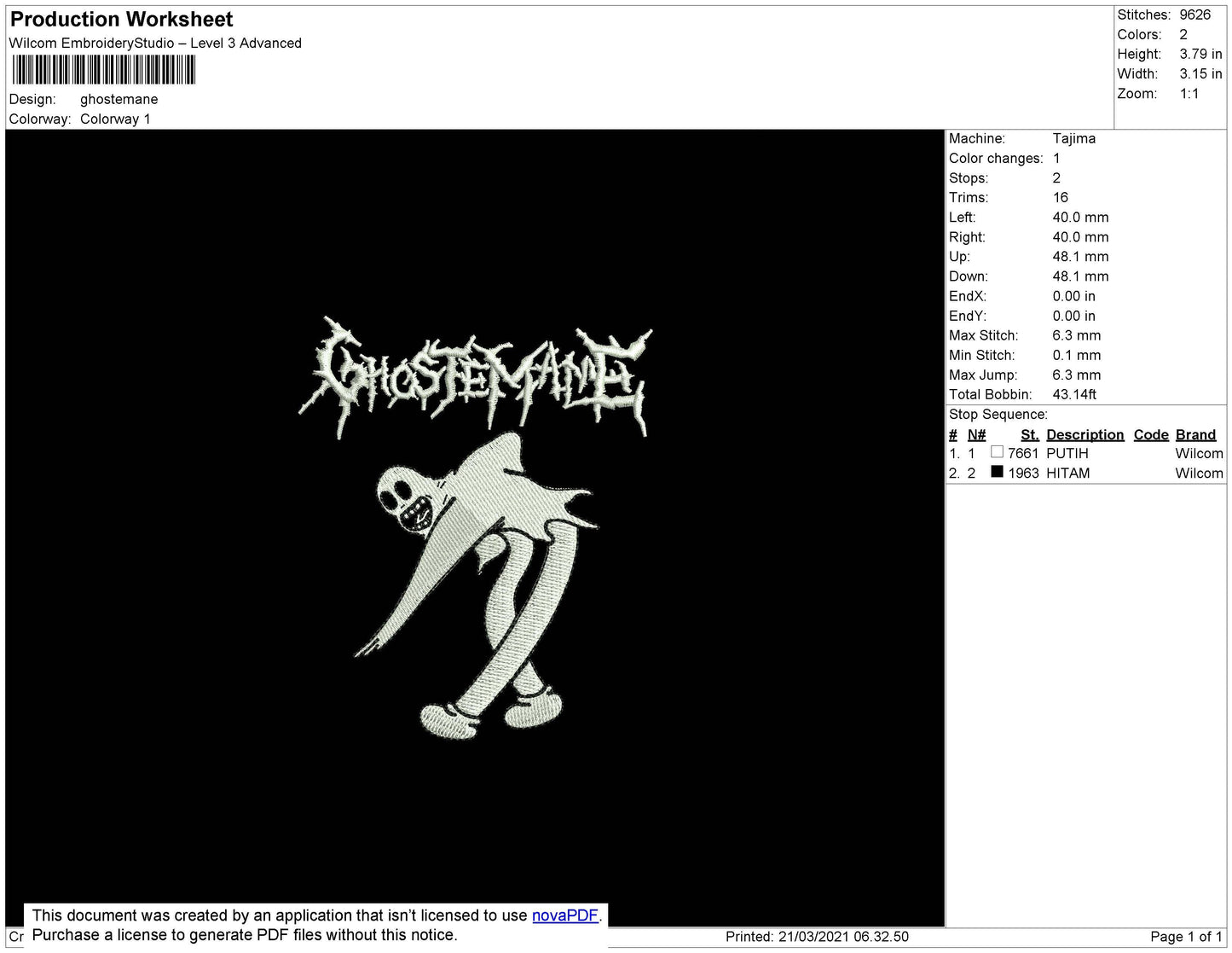 Ghoostemane Embroidery File 4 size