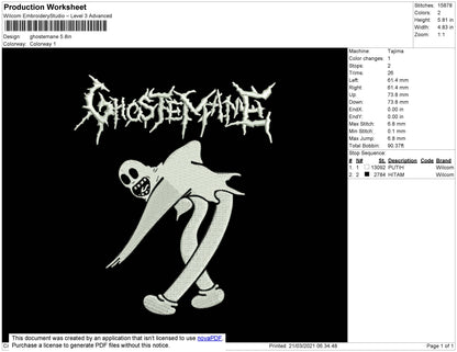 Ghoostemane Embroidery File 4 size