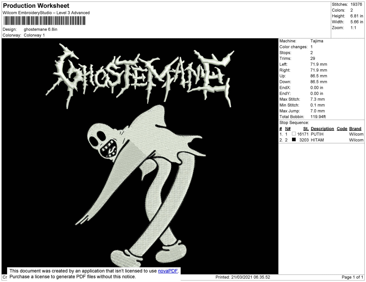 Ghoostemane Embroidery File 4 size