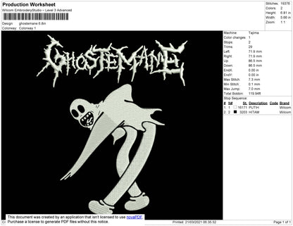 Ghoostemane Embroidery File 4 size