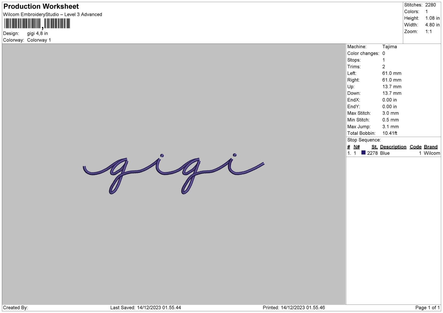 Names 1412 Embroidery File 6 sizes