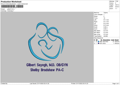 Gilbert Line Embroidery File 6 sizes